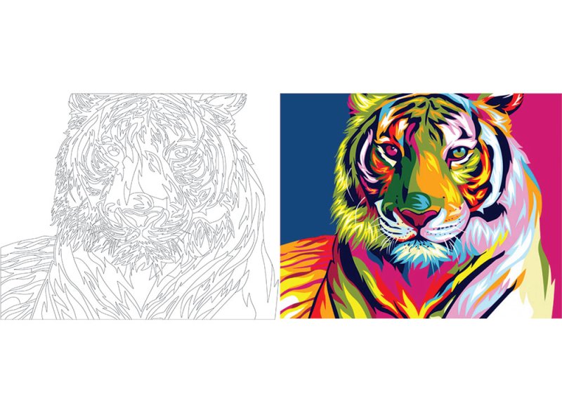 Раскраска по номерам Лев