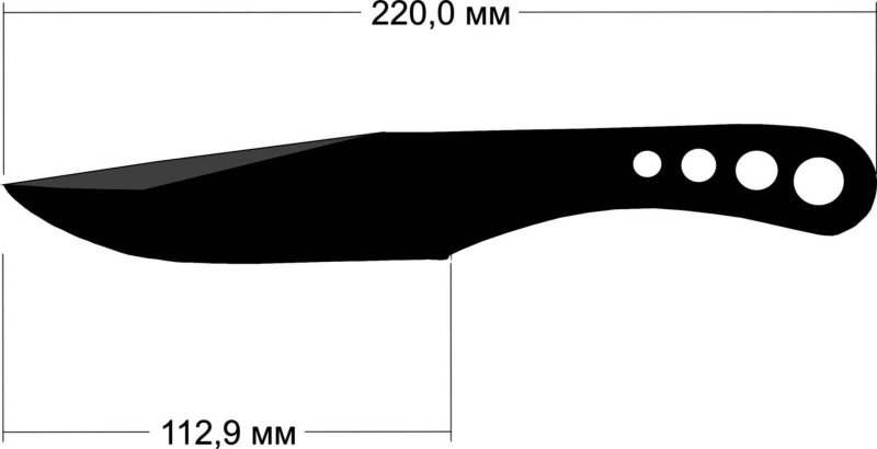 Метательный нож Овод чертеж с размерами