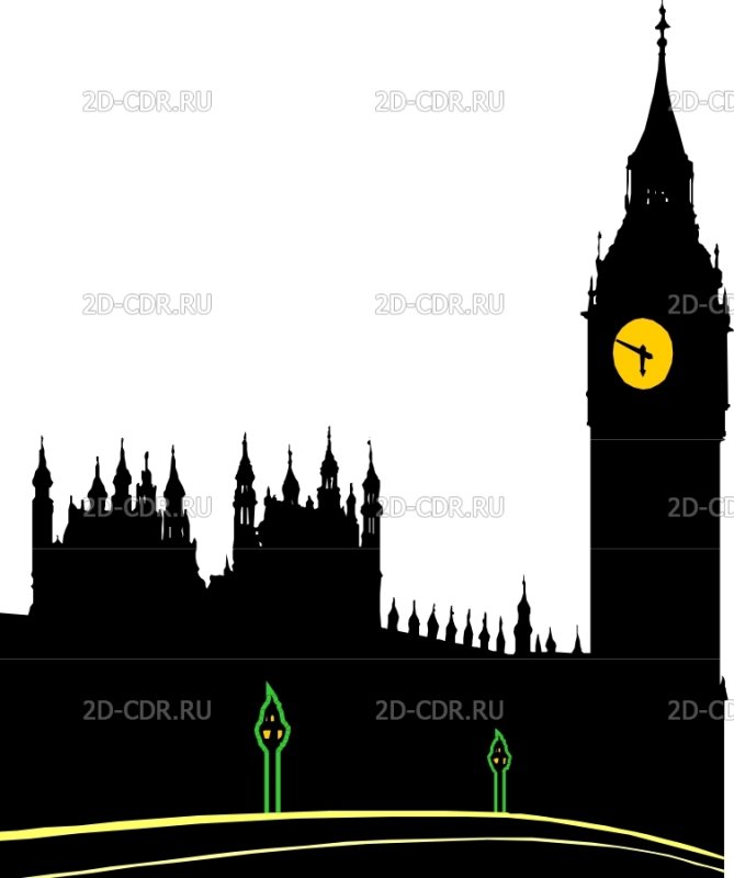Силуэты Англия Лондон БИГБЕН