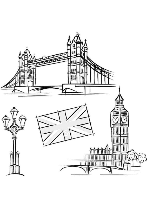 Достопримечательности Лондона разукрашки