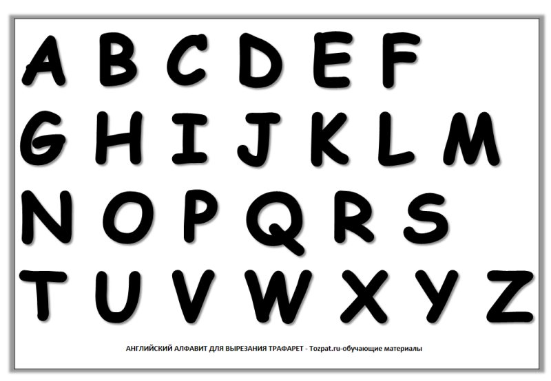 Трафарет букв и цифр для вырезания английский