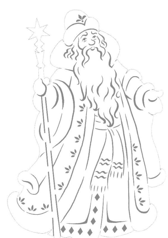 Трафареты на новый год дед Мороз для вырезания на окно