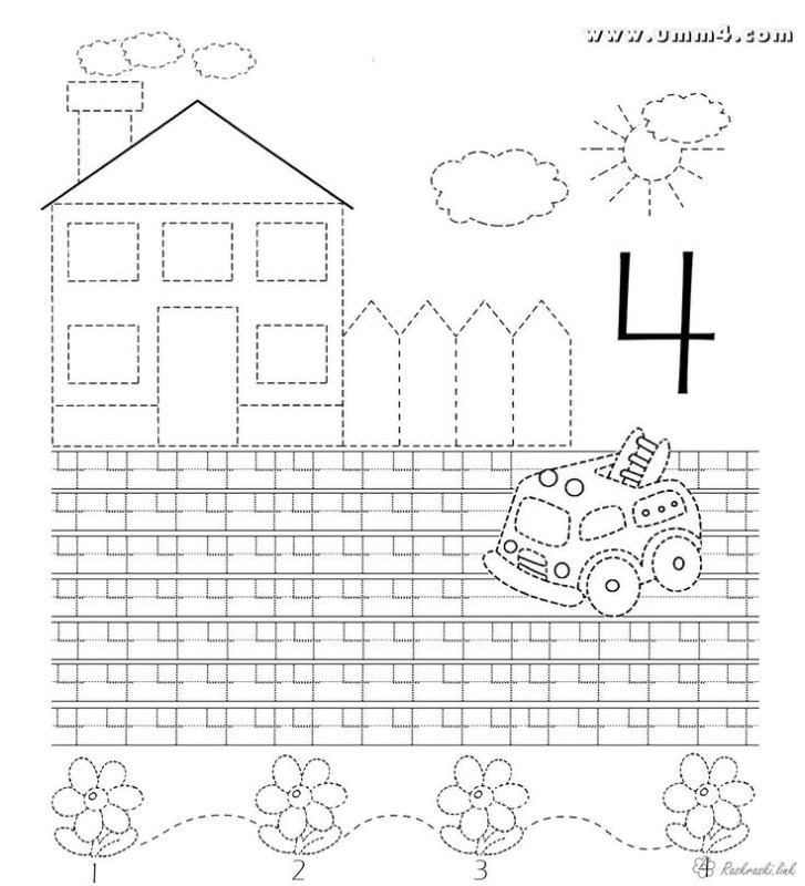 Цифра 4 пропись для дошкольников