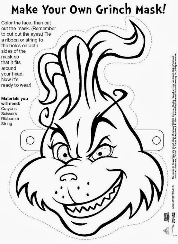 Маска Гринча печать