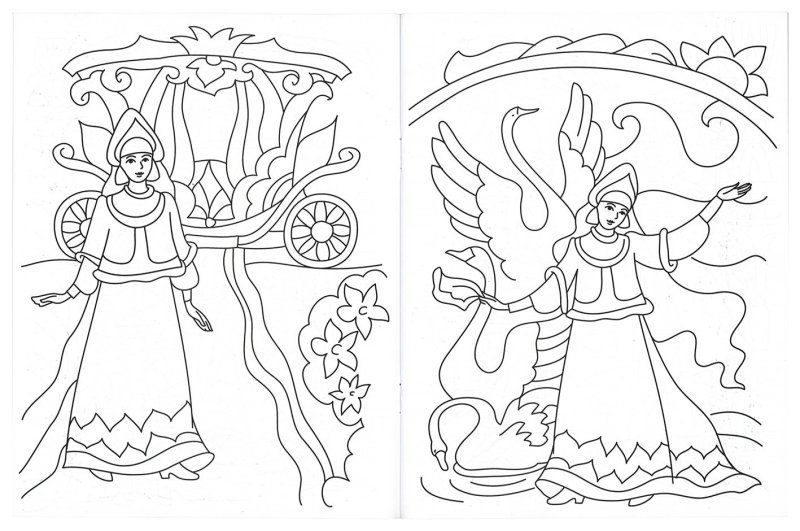 Царевна-лягушка картинки к сказке раскраска