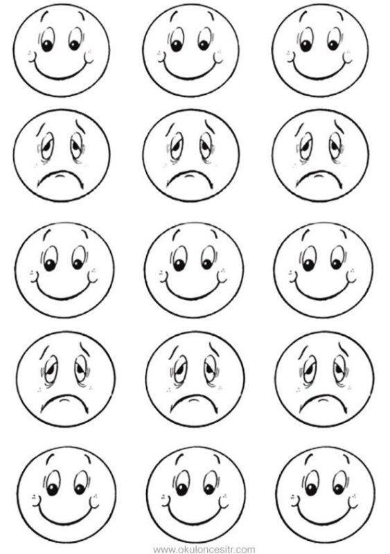 Картинки смайликов с разными эмоциями для распечатки