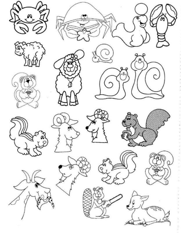 Несколько раскрасок на одном листе