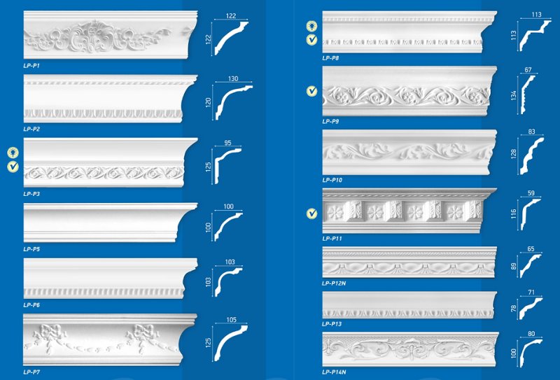 Багет потолочный полиуретановый Европласт