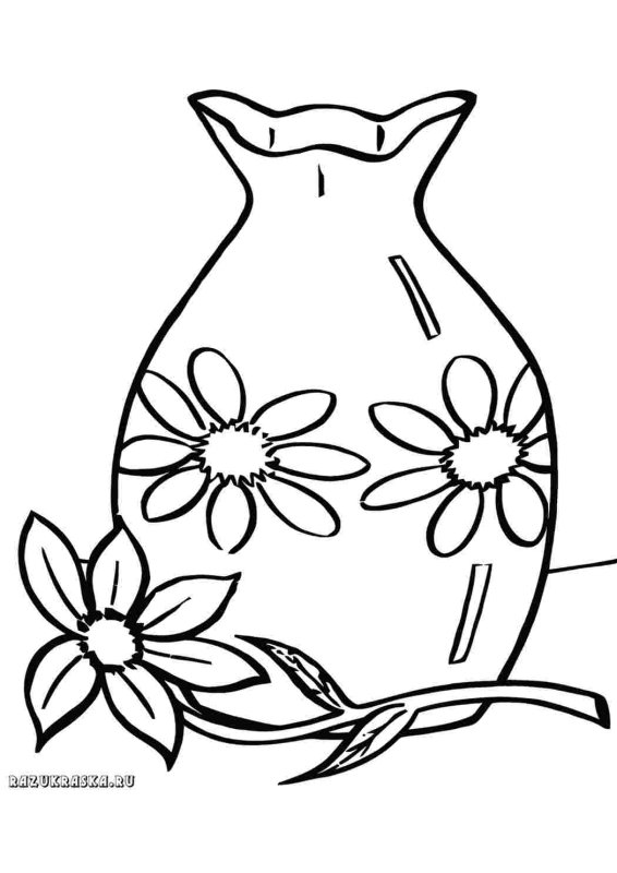 Ваза для цветов раскраска