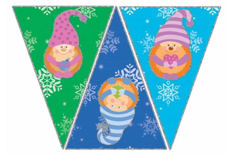 Флажки гирлянда шаблоны для печати новый год