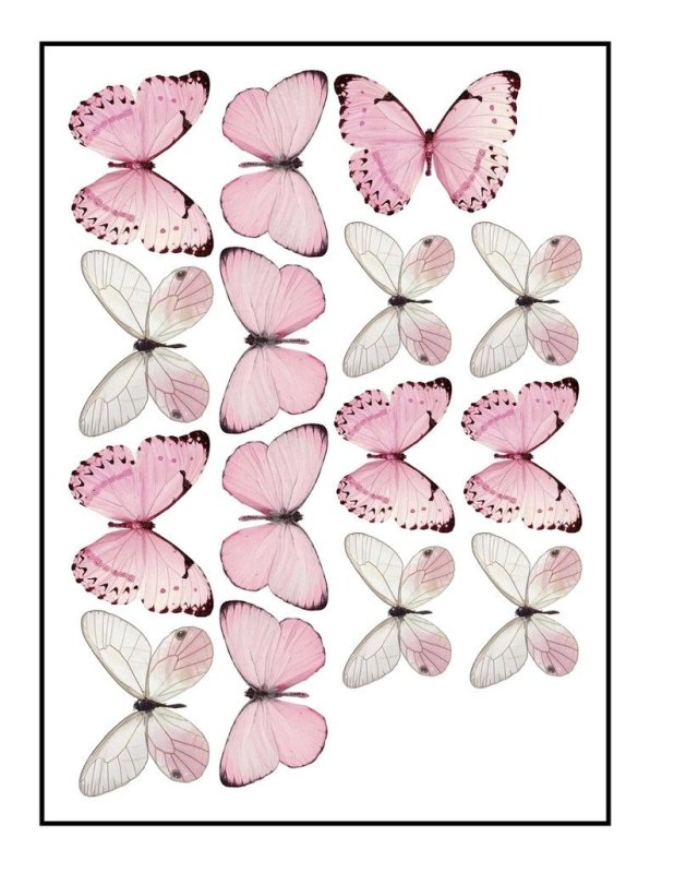 Розовые бабочки для печати на сахарной бумаге