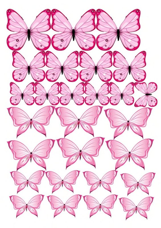 Розовые бабочки на торт