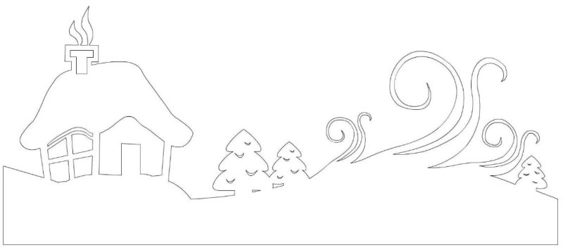 Трафареты на окна новогодние домики