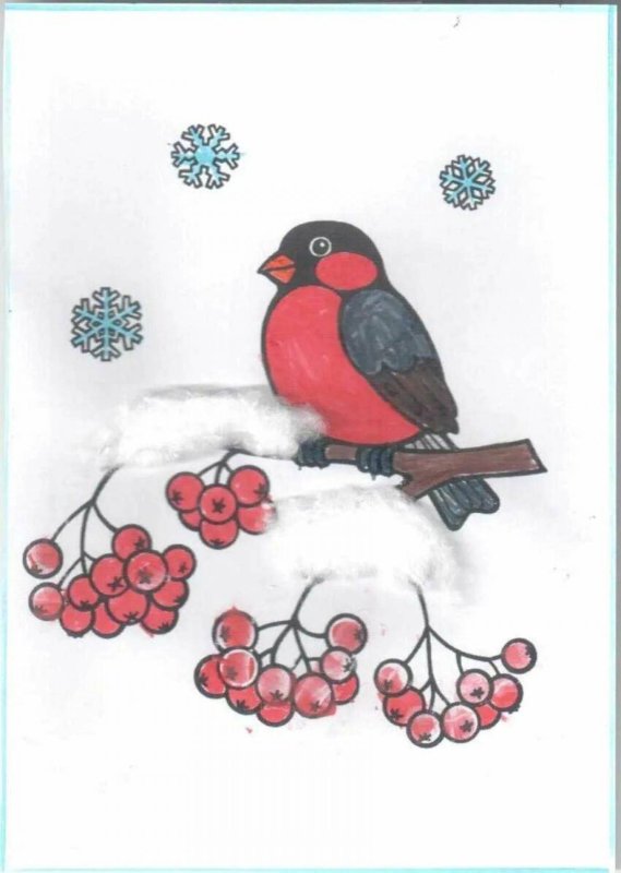 Снегирь на ветке трафарет