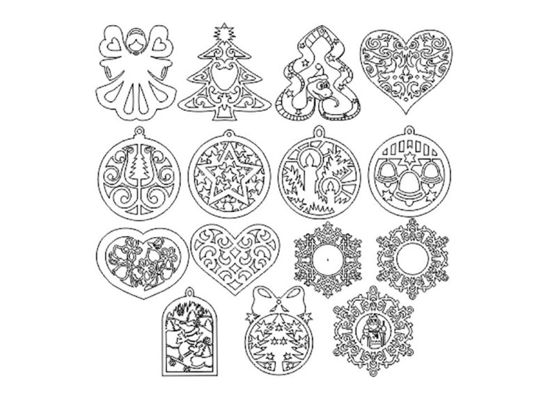 Макеты новогодних игрушек для лазерной резки