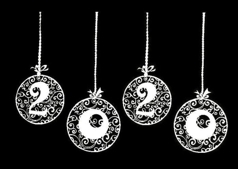 Вытынанка новогодние шары с цифрами