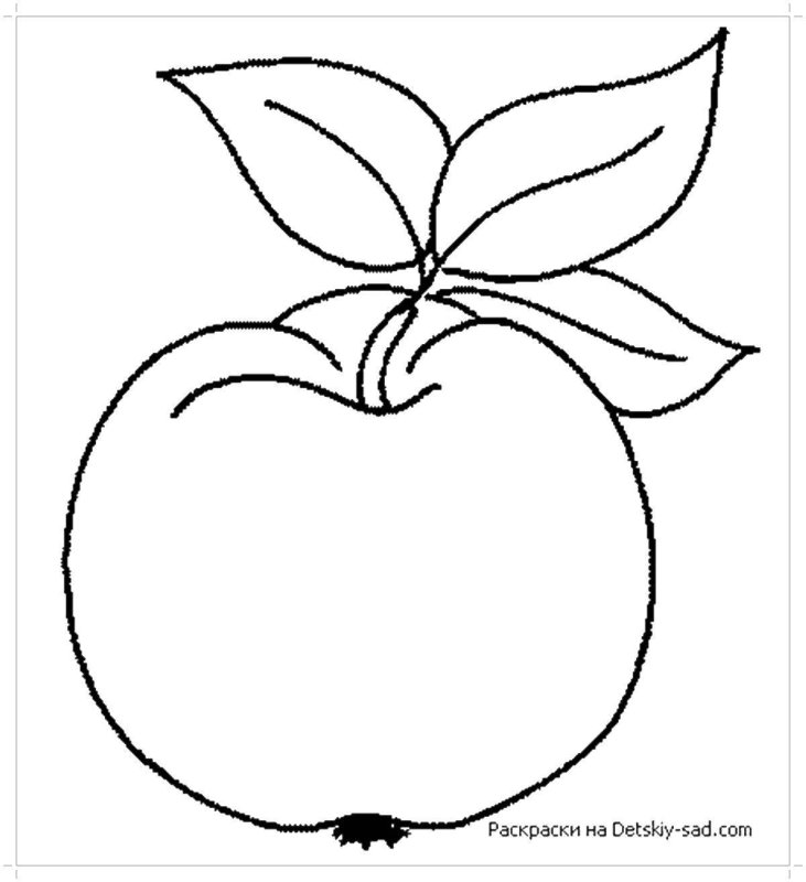 Яблоко раскраска для детей