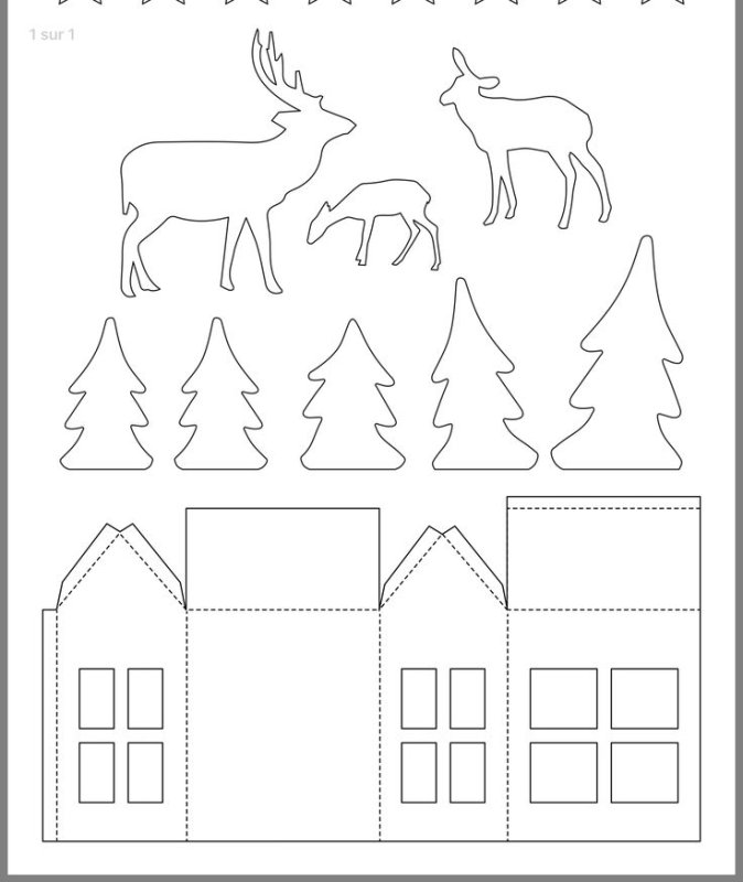 Трафарет домика для вырезания