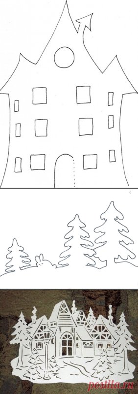 Новогодние домики для окн