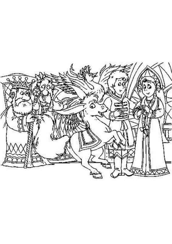 Раскраска к сказке конек горбунок