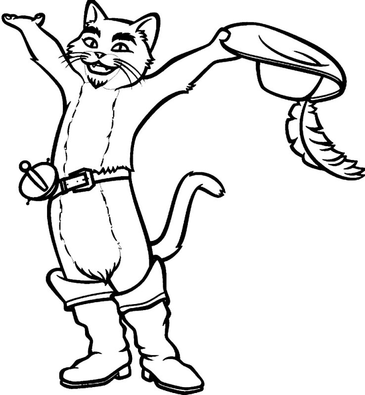 Кот в сапогах Перро раскраска