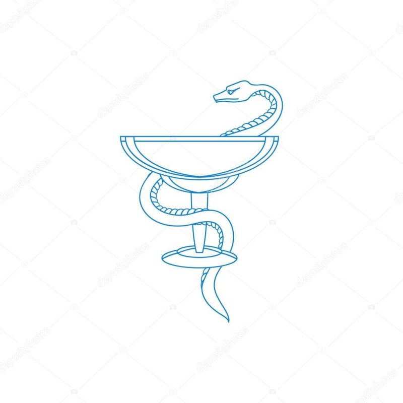 Змея с чашей символ медицины вектор