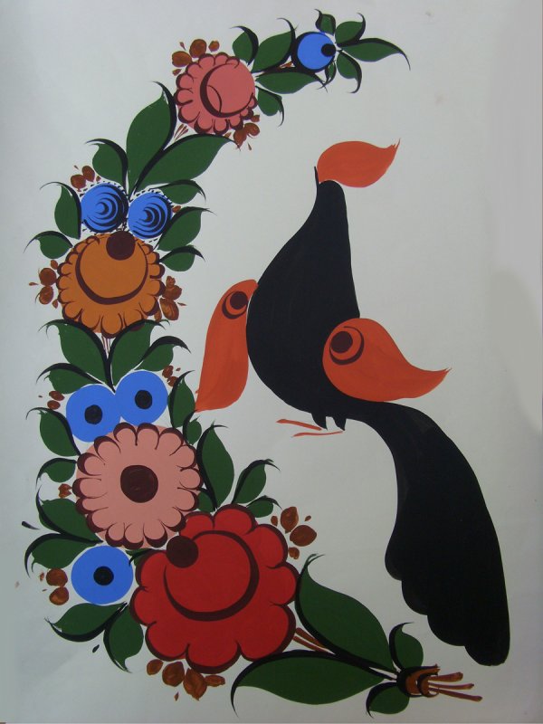 Городецкая роспись разживка