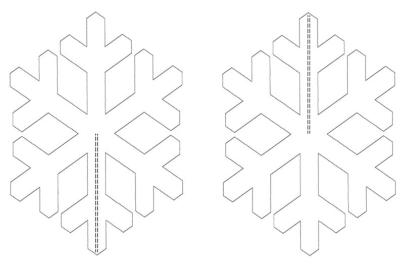 Трафарет для объемной снежинки
