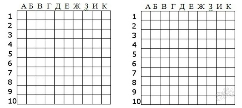 Поле 10 на 10 клеток морской бой