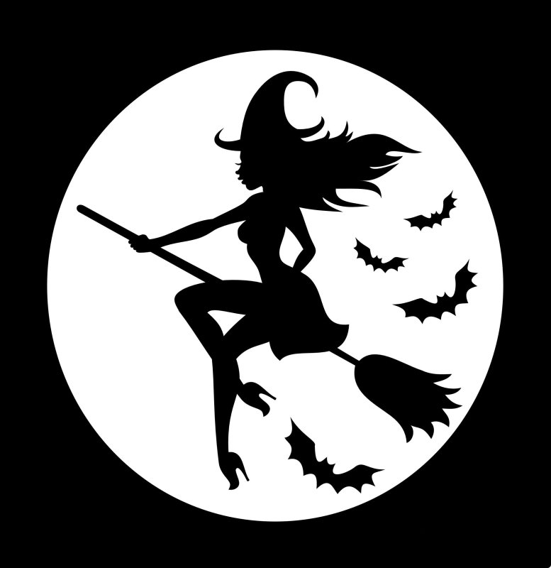 Трафареты для Хэллоуина ведьма
