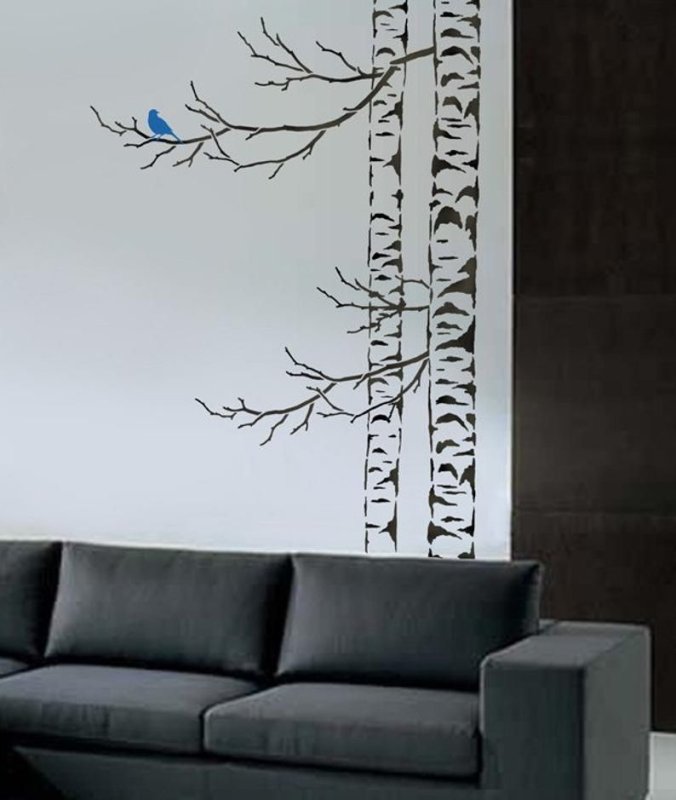 Трафарет на стену береза