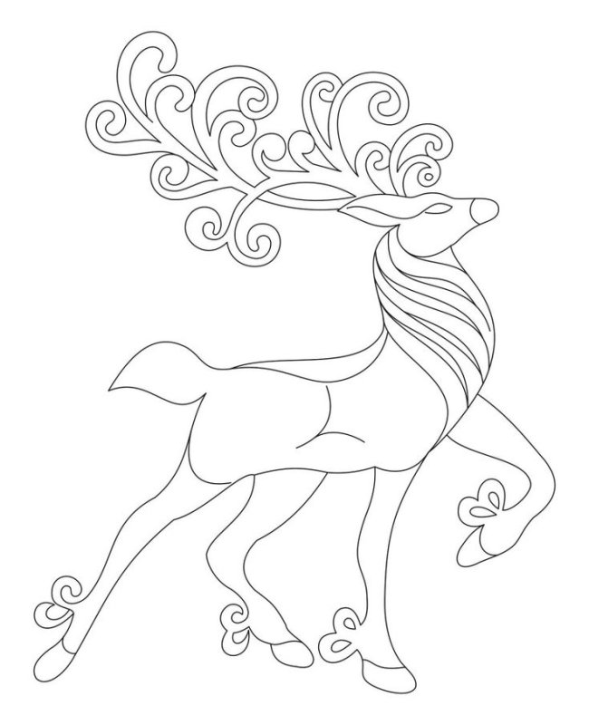 Новогодний олень трафарет