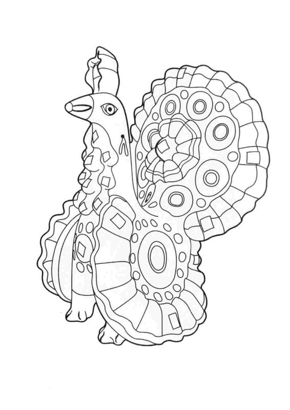 Дымковская игрушка петух раскраска