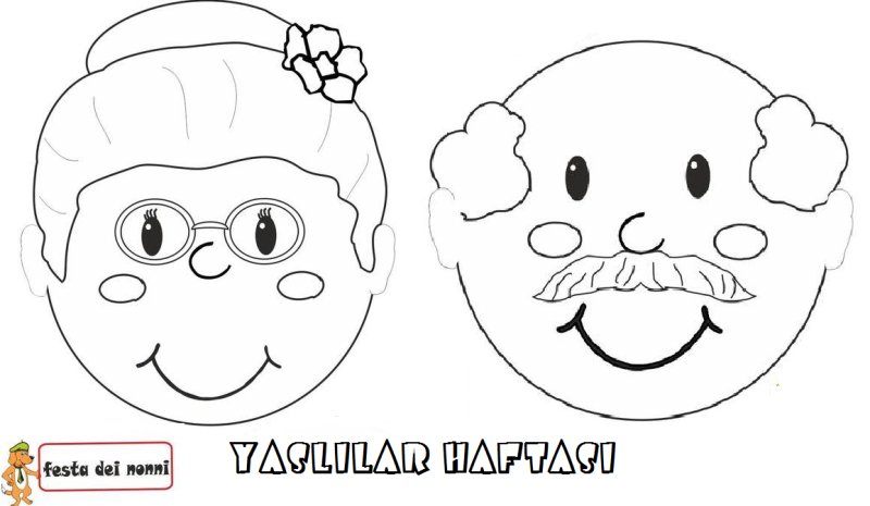 Раскраска лицо бабушки и дедушки