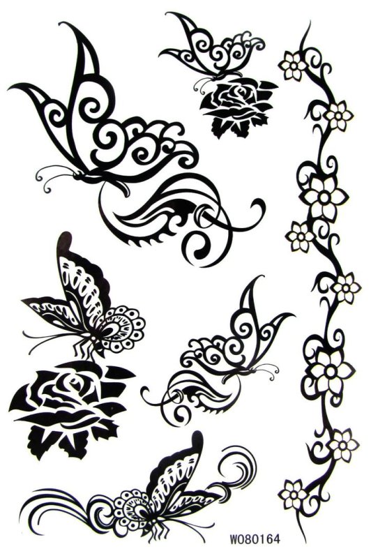 Эскизы тату бабочки для девушек