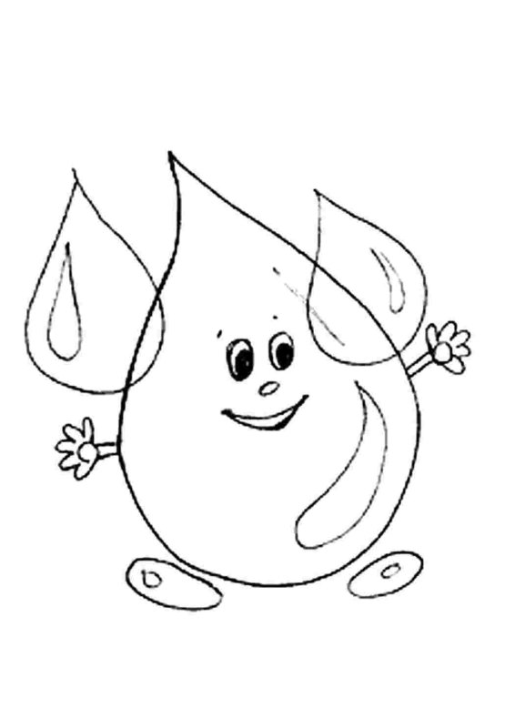 Раскраска капелька воды для детей