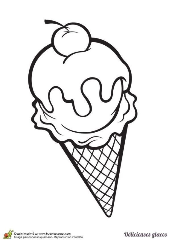 Мороженое рожок раскраска для детей