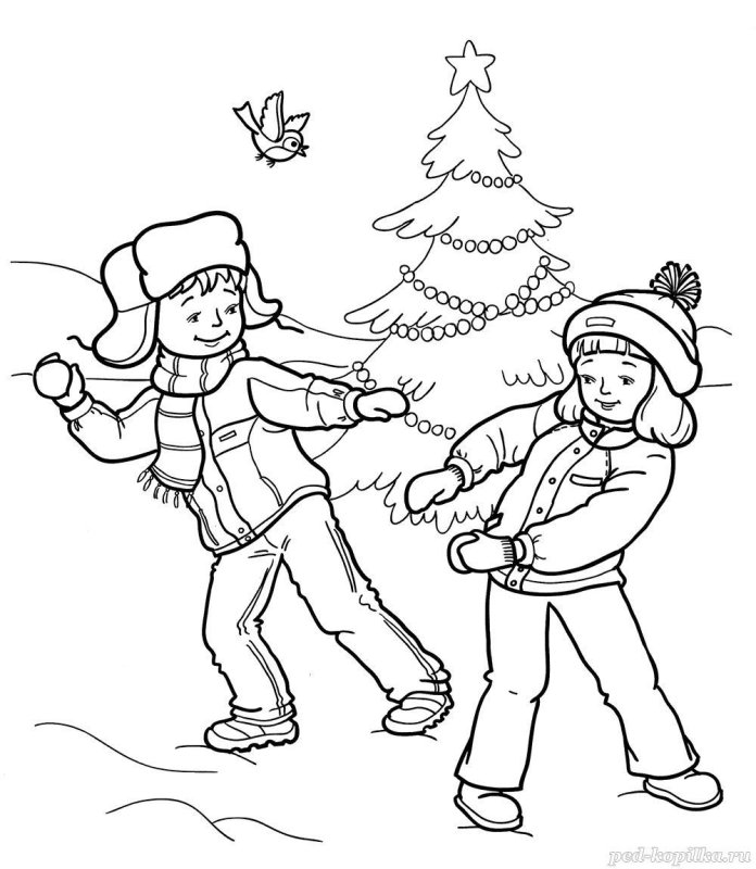 Раскраска. Зимние забавы