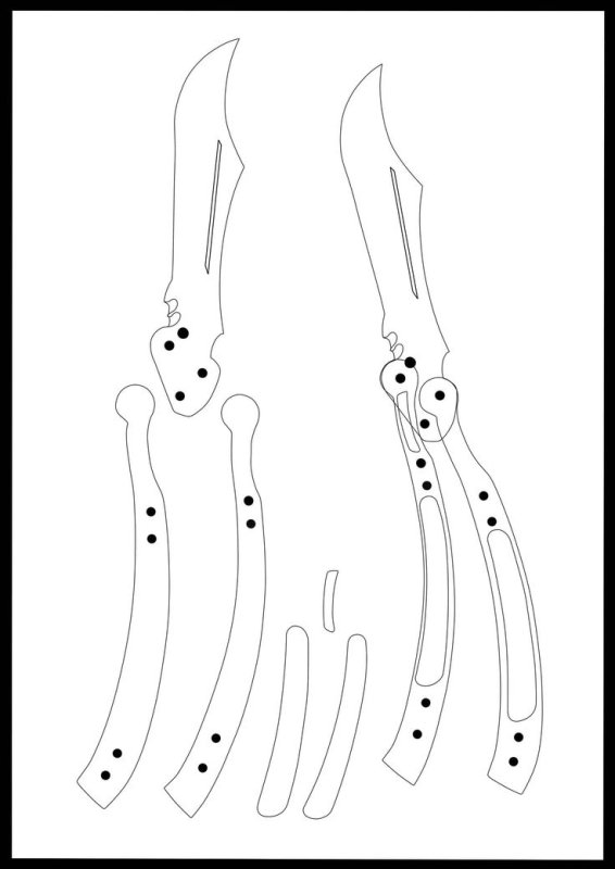 Чертёж ножа бабочки из КС го