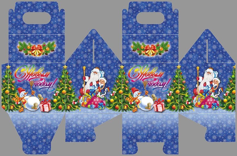 Новогодняя упаковка развертка