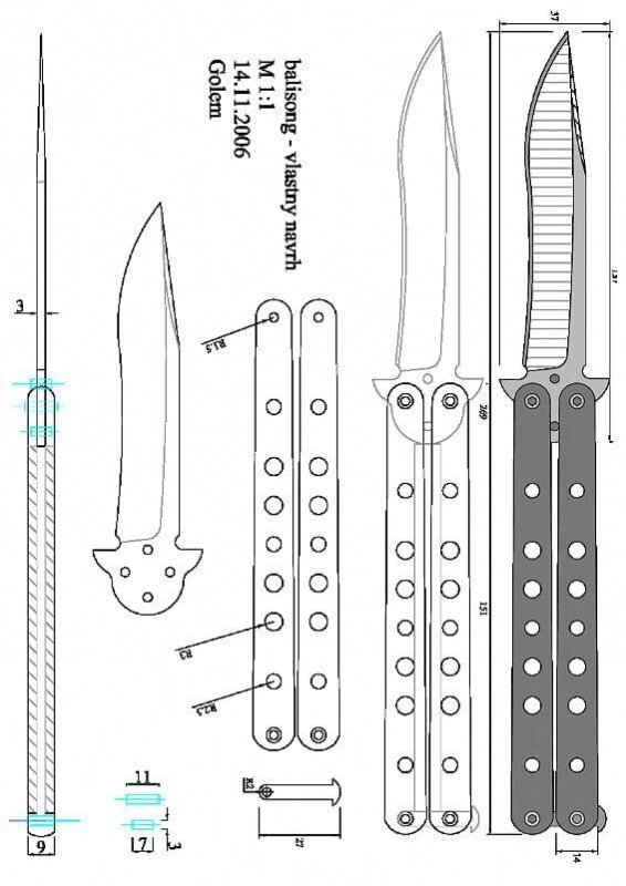Нож бабочка стандофф 2 чертеж