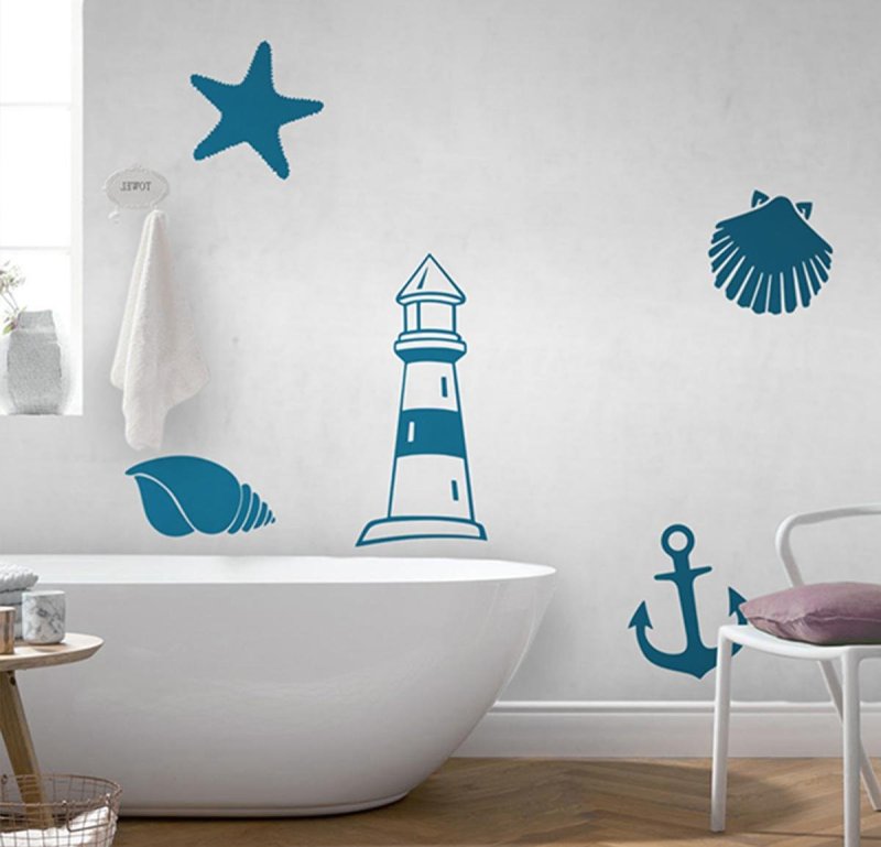 Декор ванны в морском стиле