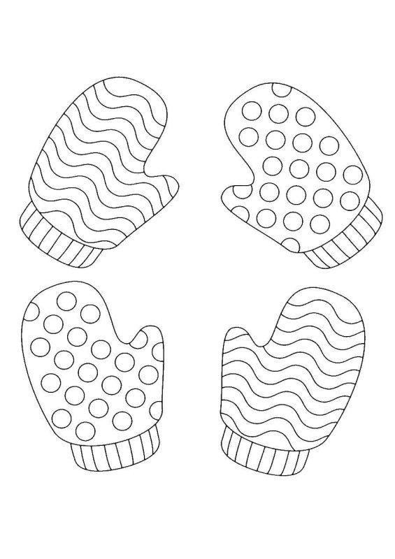 Варежки раскраска для детей