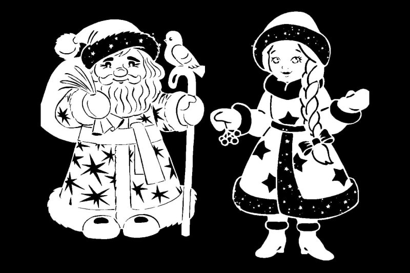 Вытынанки дед Мороз и Снегурочка