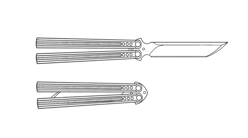 Нож бабочка балисонг чертеж