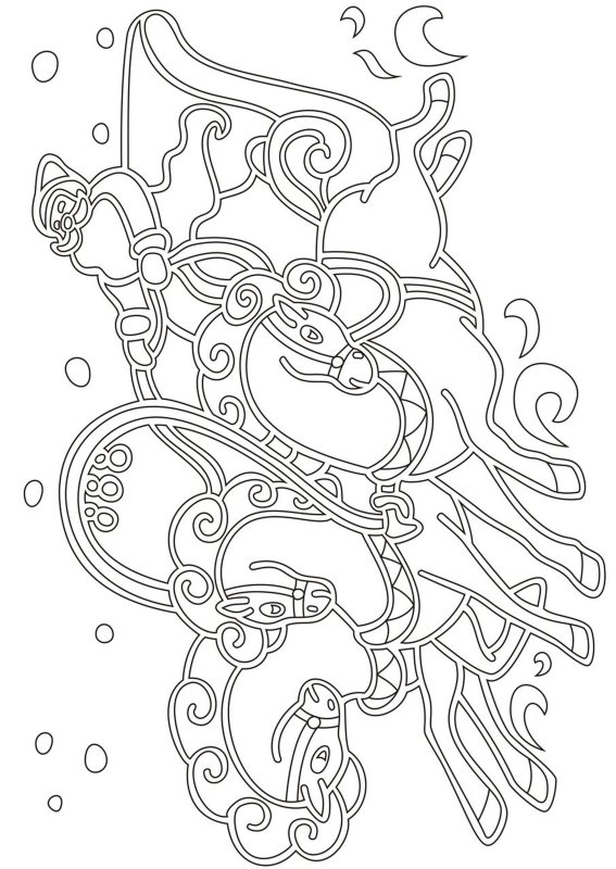 Трафарет Новогодняя тройка лошадей