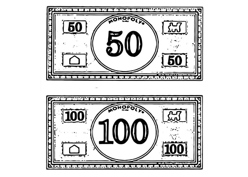 Раскраска купюры для детей