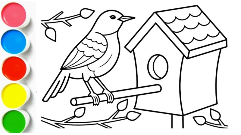 Скворечник для птиц раскраска для детей