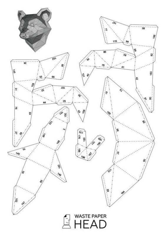 Паперкрафт голова единорога схема