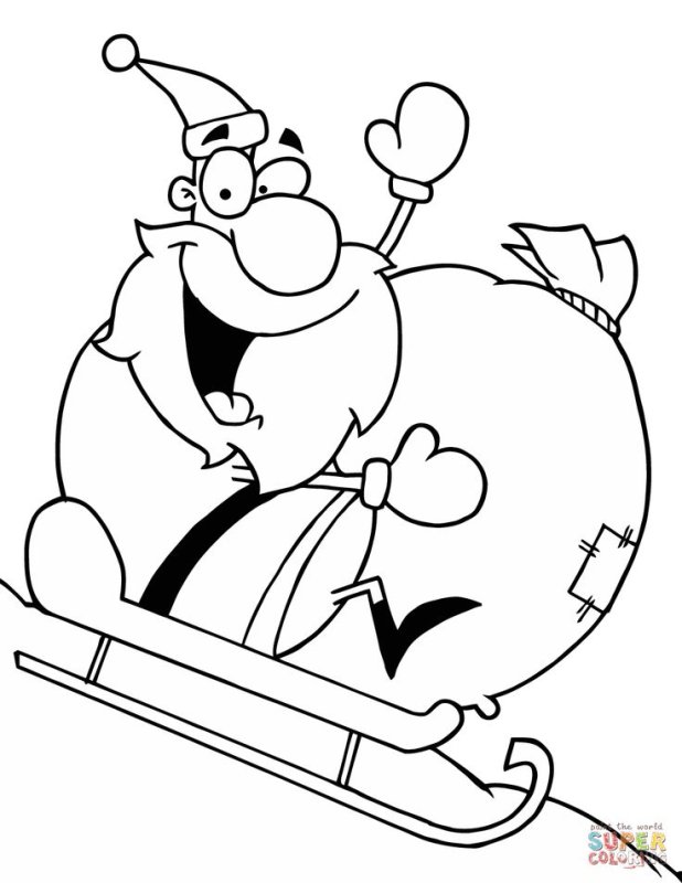 Веселый дед Мороз раскраска